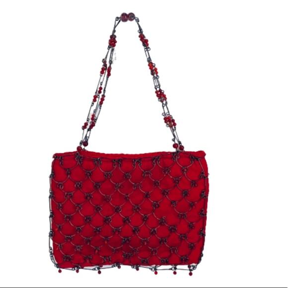 Eye Ful Bag Handbag Purse Red Metal Beaded Holiday Party Dressy Handbag NEW - Picture 2 of 16
